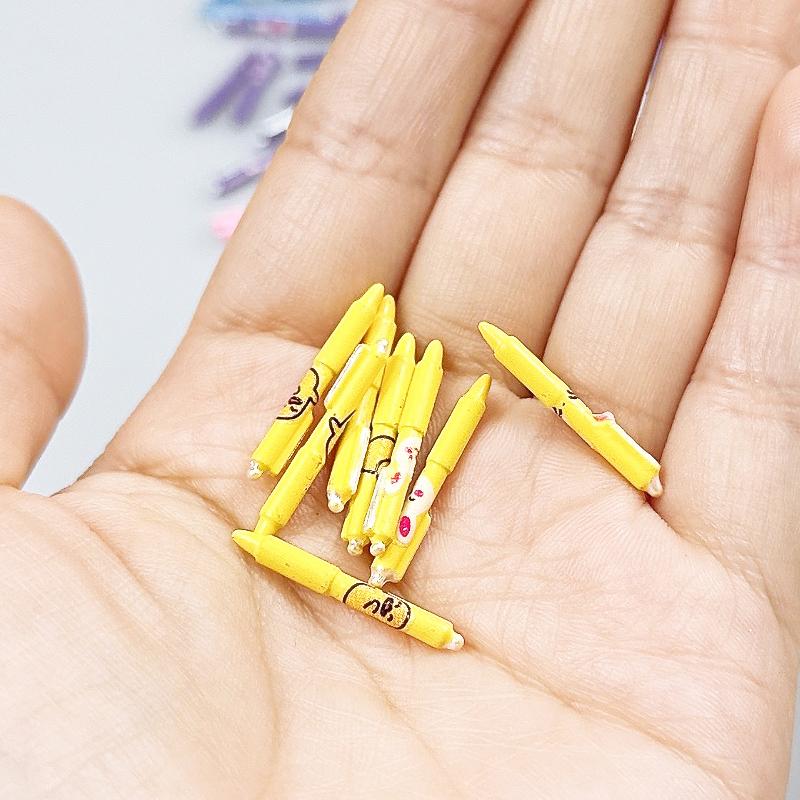 5Pcs Dollhouse Miniature Pattern Style Ball-Point Pen Model Toys For Doll Study Room Learning Scene Accessories