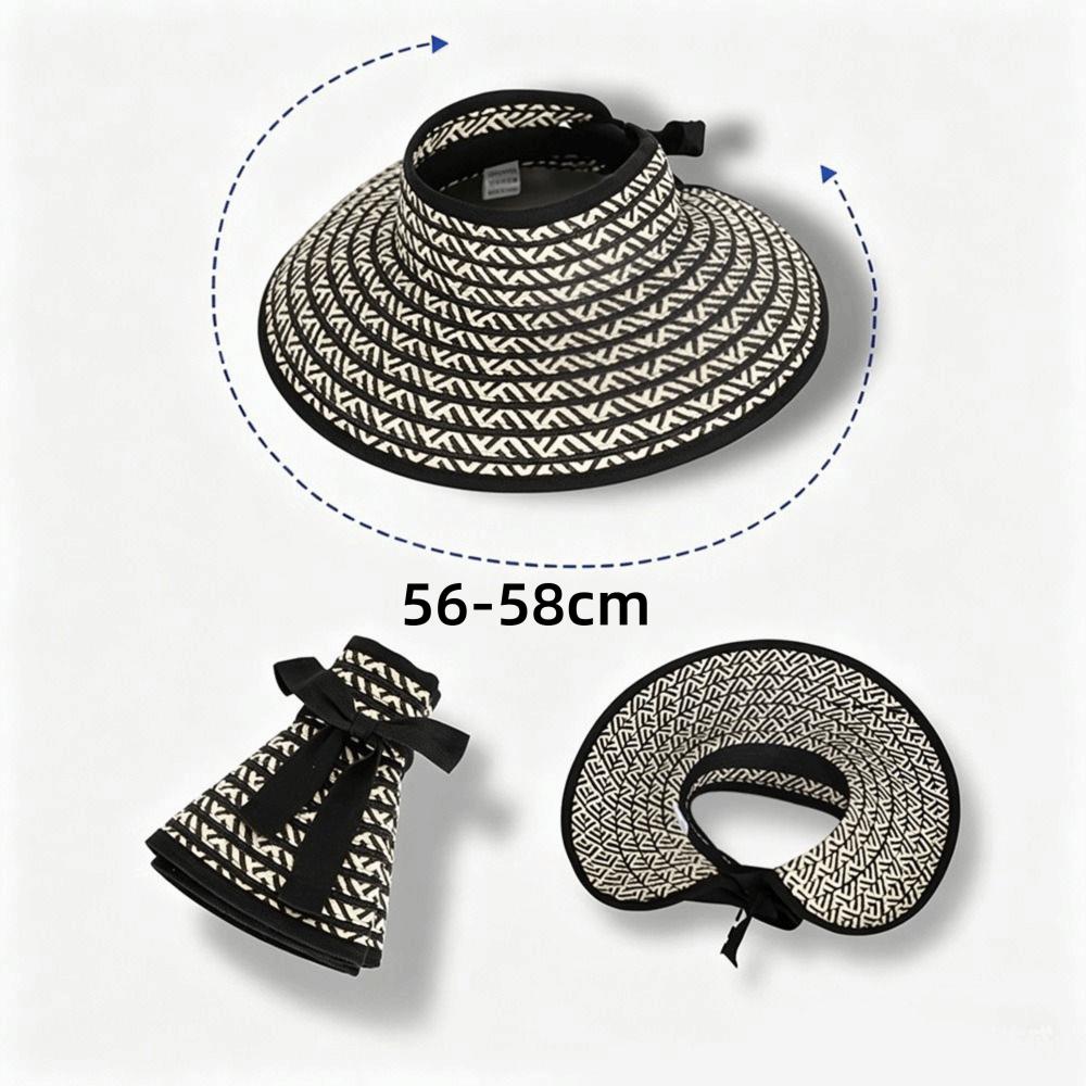Empty Top Straw Visor Hat UV Protection Foldable Visor Hat Trendy Beach Visor Hat  Summer Outdoor