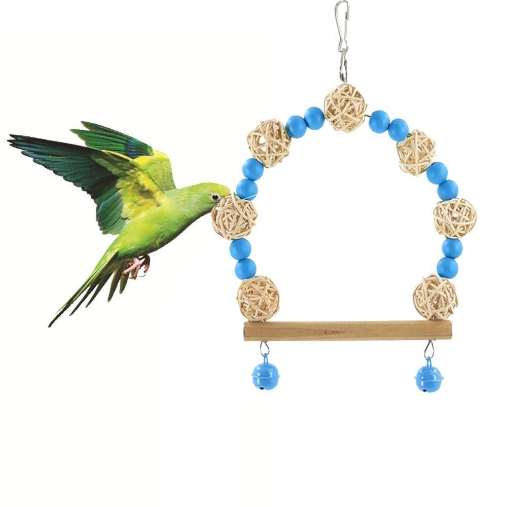 

Cockatiels Hanging Bird Swing Toy Rattan Ball Toy Parrots Perches Stand Parrot Chewing Toy