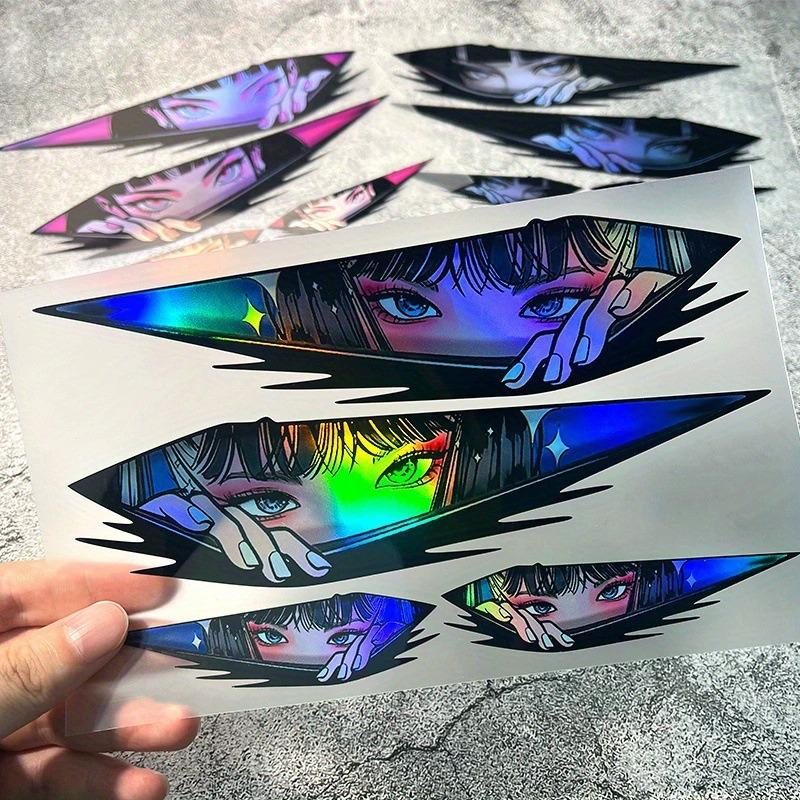 Anime-Aufkleber für Auto, 4 Stück, Manga-Mädchen-Augen-Design für Fahrzeug und Motorrad