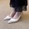 Fashion Pointed Toe Stiletto High-heeled Shoes Women's Xia New Style French Temperament Celebrity Woven Back Empty Baotou Sandals
