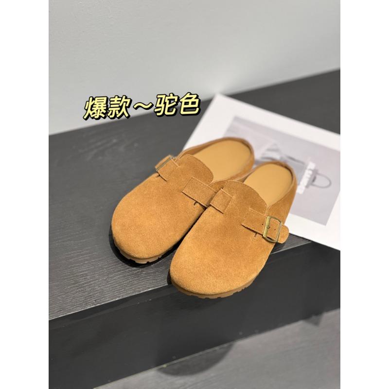 Retro baotou half-drag women wear autumn new comfortable lazy shoes thick-soled inner height-increasing slippers