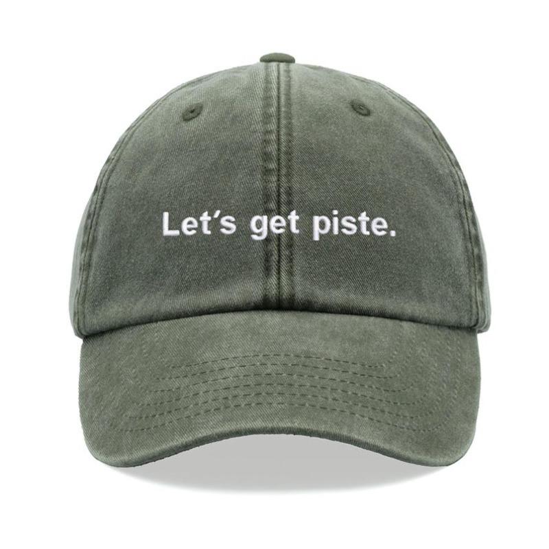 1pc "Let's Get Piste" Baseball Caps for Women,Vintage Washed Unisex Dad Hat Low Profile Adjustable Faded Sports Sun Hiking,wear