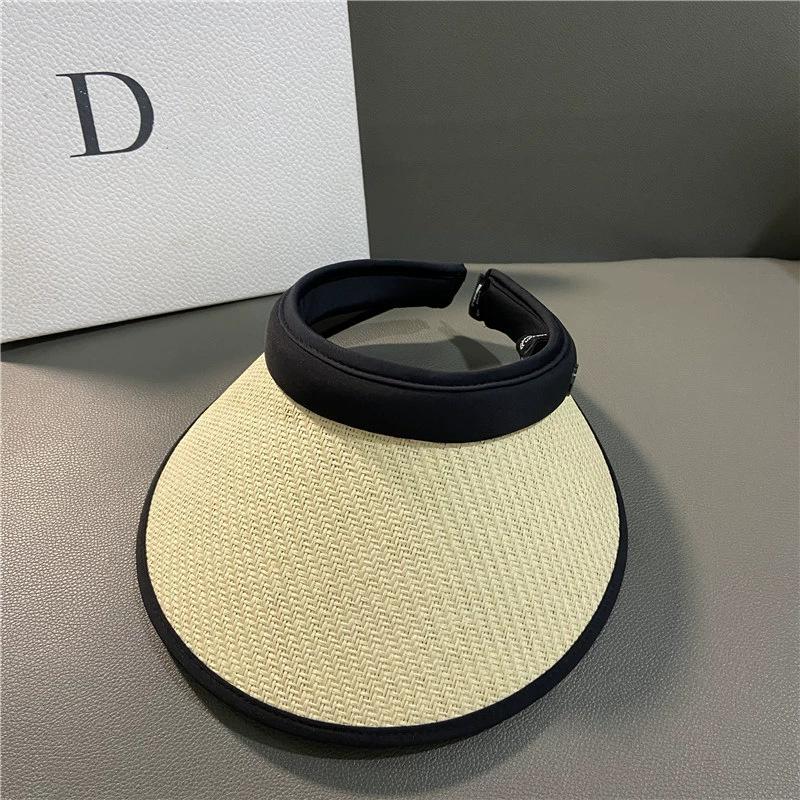 Sunscreen Hat Summer Female Sunshade UV Protection Empty Top Vinyl Shell Hat Large Brim Sunshade Face Outdoor Cycling Hat