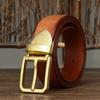 Belt Men's Korean-Style Retro Trendy Unique High-End Leather Pin Buckle First Layer Cowhide Brass Buckle Jeans Belt