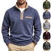Men’s Fleece-Lined Stand-Up Collar Sweatshirt with Cationic Half-Zip and Colour-Blocking for Autumn/Winter