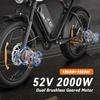 Bluvall K10 Retro Ebike 2000W52V43Ah Dual Battery 20*4.0 Fat Tire Full Suspension Mountain Snow E‑Bicycle