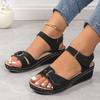 Summer new fashion sandals women's wedge heel Velcro thick sole large size one-word sandals