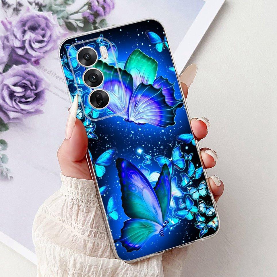 For Cover Oppo Reno12 Pro CPH2629 / Reno 12 5G CPH2625 Phone Case Colorful Flower Butterfly Lxuru Women Fashion Soft Siliocne