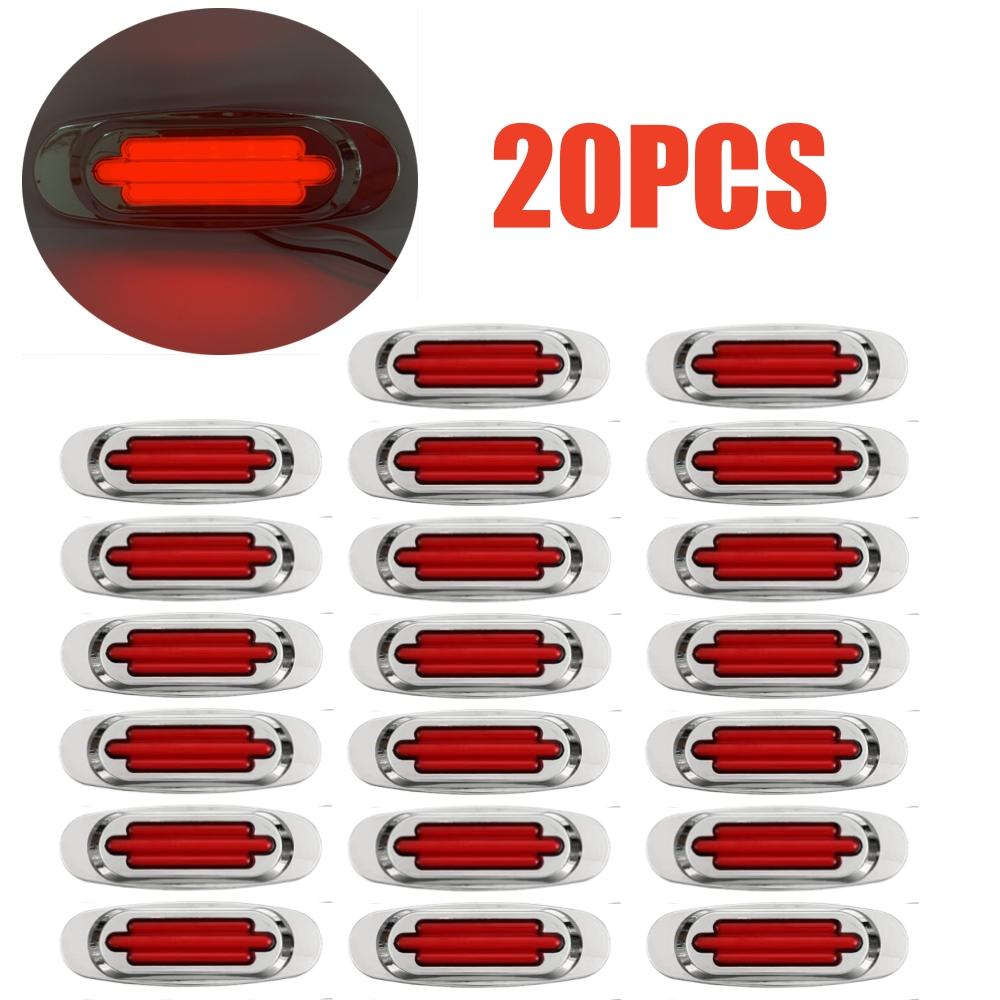 20PCS LED Side Marker Light Trailer Clearance Light Trailer Lantern Chrome 12V 24V 16LED Trucks Indicator Tail Lights