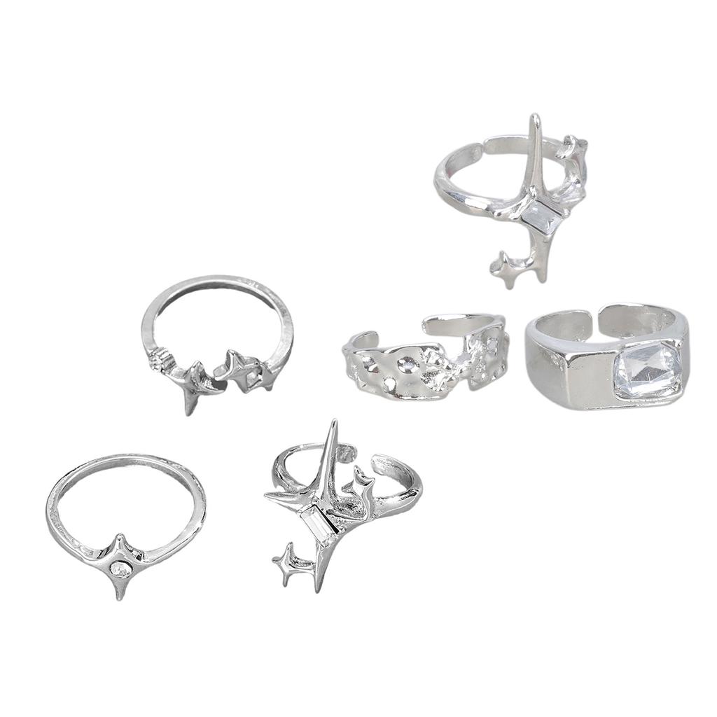 Fashionable Love Zircon Star Texture Couple Rings Decoration Portable for Fashion Couples Daily Use Casual Wear