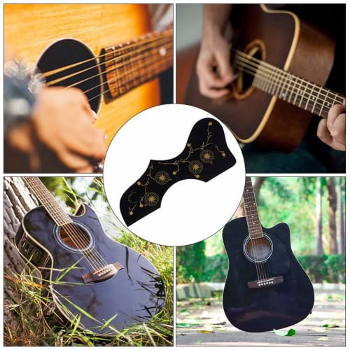 Self-Adhesive Folk Guitar Pickguard Accessories Pickguard Scratch Plate for Acoustic Guitar Bass Violin Black and White Pattern (Black Pattern)