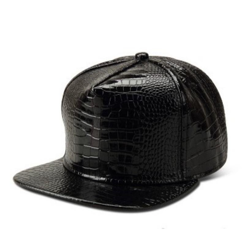 Big Size Crocodile Leatherpattern Baseball Cap Unisex Adjustable Trend Hip Hop Style Cross Skull Flat Brim Duck Tongue Hat