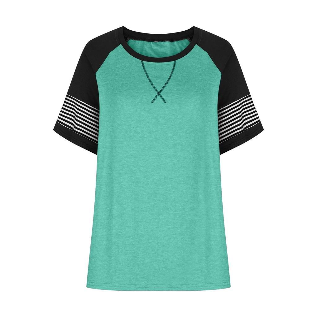 Casual Women's Patchwork Gradient Short Sleeved Casual T-shirt