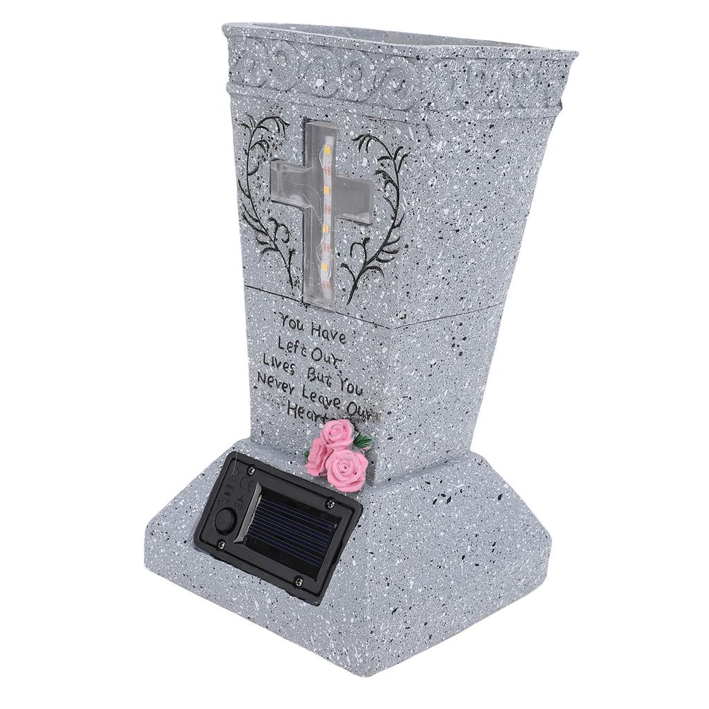 Vaso Solare per Tomba Cimiteriale, Vaso per Lapide in Resina con Picchetti per Terra Portafiori per Lapide Cimiteriale Uso Esterno