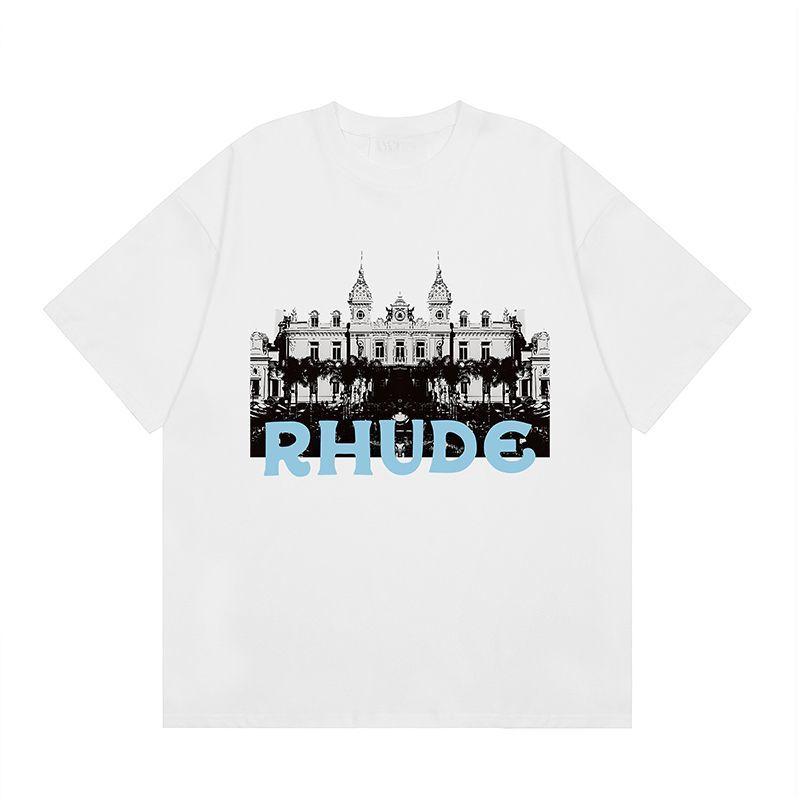 Rhu Logo De Printed ShortSleeved TShirt Castle Printed High Street American Streetwear Brand TShirt For Unisex And Unisex
