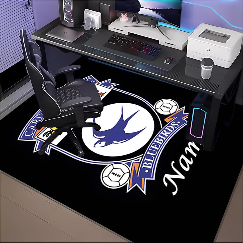 Custom Name Cardiff FC Crest Rug Game Carpet, Floor Mat for Bedroom Living Room Entryway Rug, Home Decor Idea Gift for Christmas Birthday