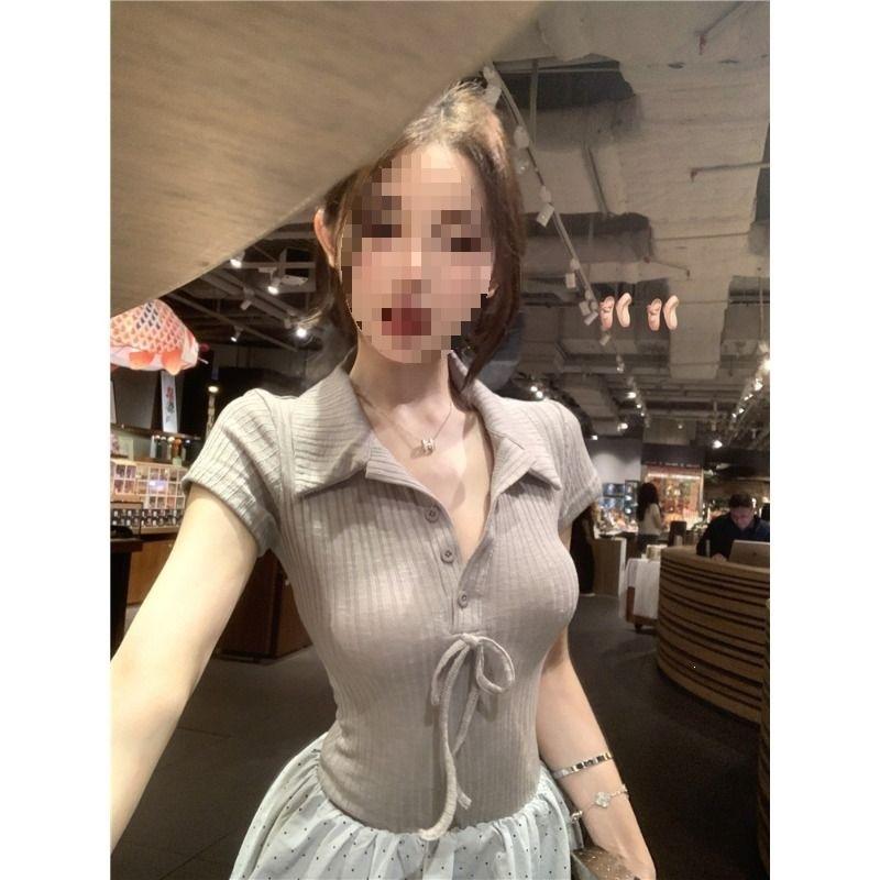 MR [practice, with inner lining] ballet style polo collar dress women's short-sleeved skirt slim and fluffy a word