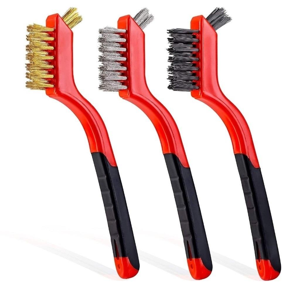 3PCS Double Head Wire Brush Set Mini Size Cleaning Wire Brush Metal Surface Polishing