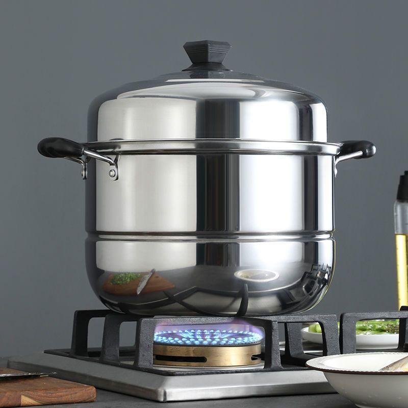 304 Stainless Steel Double Layer Steamer Pot for Induction and Gas Cookers