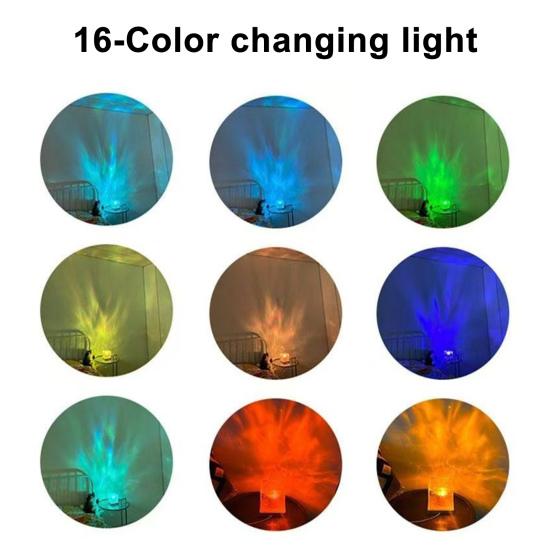 Ocean Wave Projection Lamp 16 Colors Water Ripple Ambient Night Light for Bedroom Kids Room Meditation Yoga Home Decor
