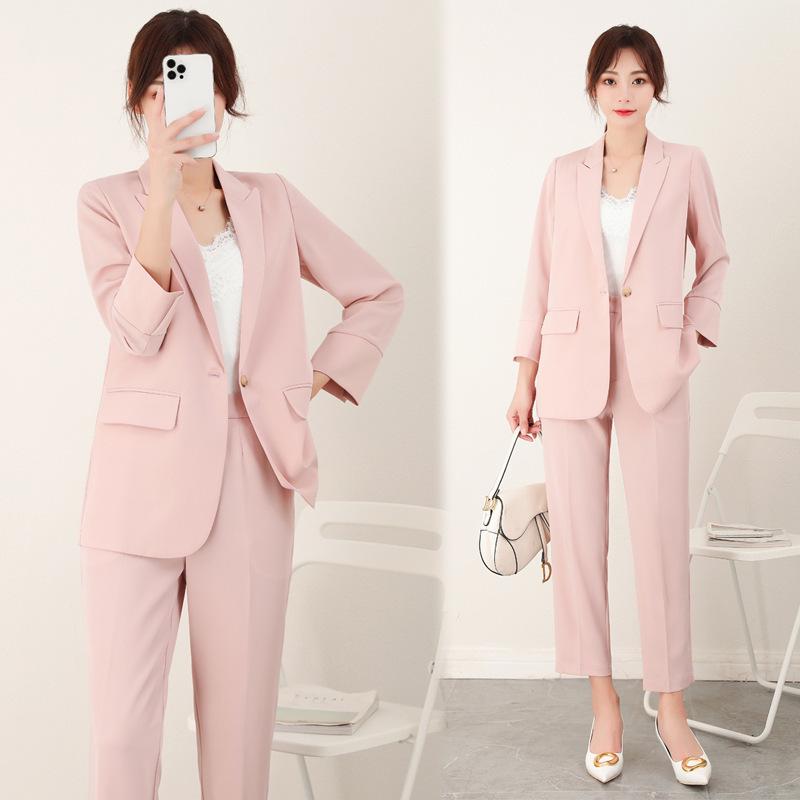 

Plus Size Women s Seven-Sleeve Slimming Suit Jacket with Nine-Point Pants L чёрный