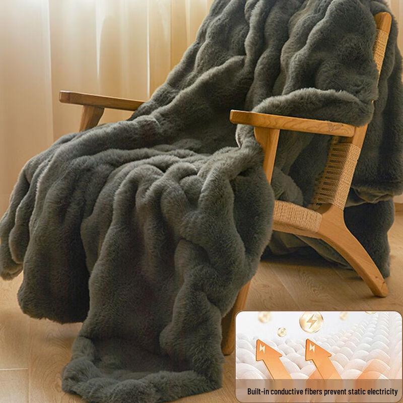 OEING Winter Thickened Rabbit Velvet Blanket