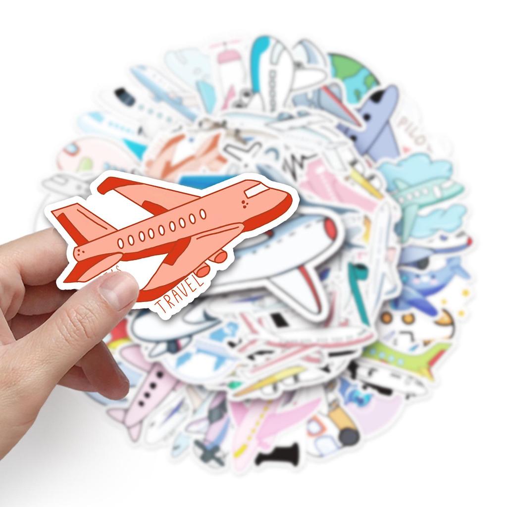 50-Pack Trendy Waterproof Airplane Stickers for Suitcases & Laptops