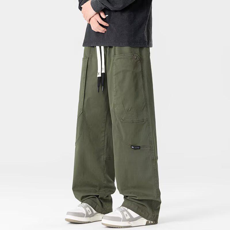 2025 Men's American & Korean Style Casual Wide-Leg Pants - Versatile, Trendy, Floor-Length Trousers for Autumn