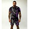 Set de 2 piese pentru bărbați cu imprimeu model scorpion animal pentru exterior și stradă, Set sport de vară pentru casă, Casual, Bărbați și Femei