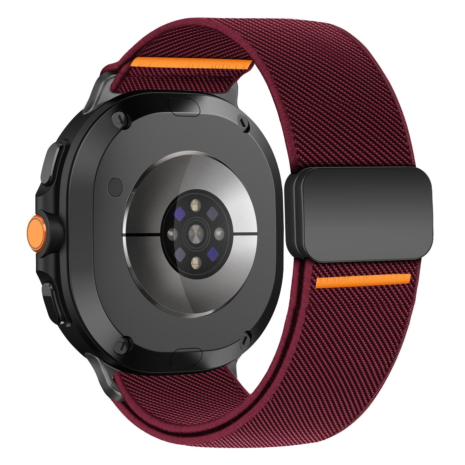 

Magnetic Band For Samsung Galaxy Watch 8 classic 46mm stretch Nylon correa pulseira Bracelet for Galaxy Watch 8 Strap 40mm 44mm galaxy 8classic 46mm вина червоного кольору