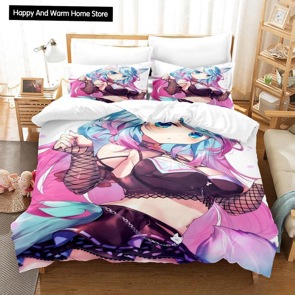 3D Anime Sexy Girls Silvervale Vtuber Bedding Collection Single Twin Full Queen King Size Bed Collection Adult Boys Bedroom Duvet Cover Collections