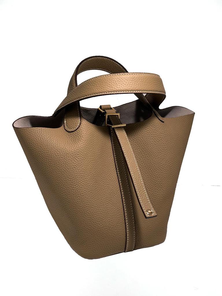 Genuine Leather Women's Bucket Bag - TOGO Cowhide Casual Fashion Handbag