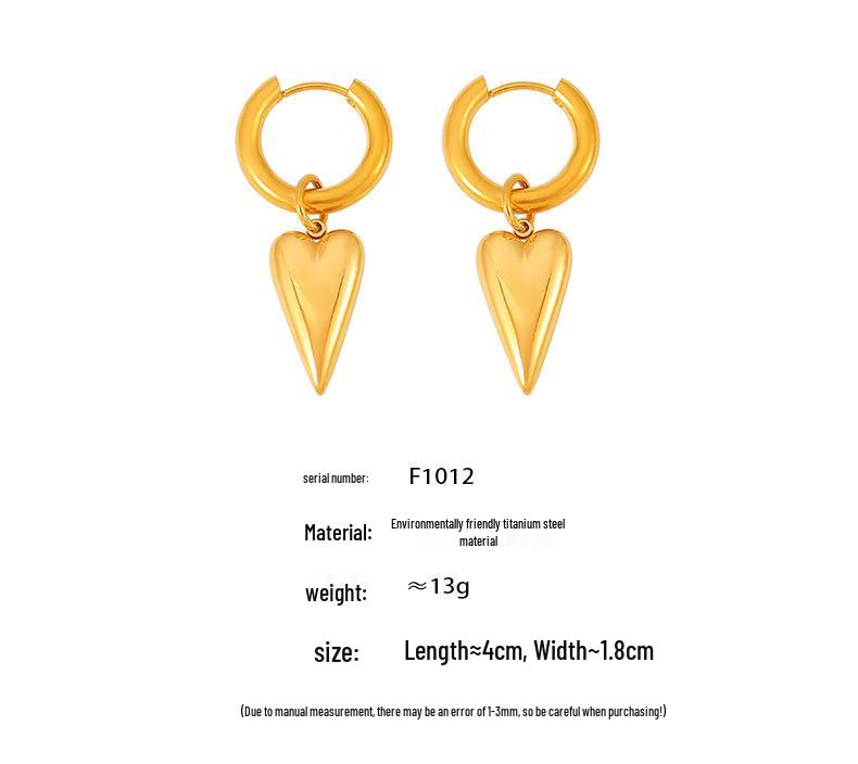 Heart Buckle Earrings: Retro 18k Gold-Plated Titanium Steel Design for Women