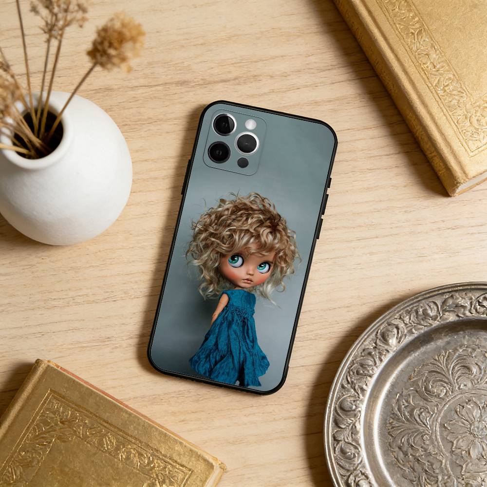 Fashion doll Blythe Soft Silicone Black Cover,Phone Case For iPhone 17,16,15,14,13,12,11 Plus,Pro Max,XS