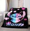 Custom Name Stitch's Sign Flannel Blanket Throw Blanket Soft Warm Sofa Bed Decor Unique Gift