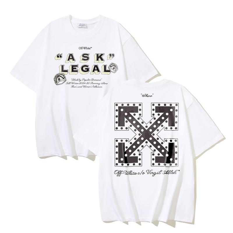 

1103 Off-White 2025 Spring/Summer New Round Neck Short Sleeved T-shirt with Dot Letter Pattern for Men and Women XL білий