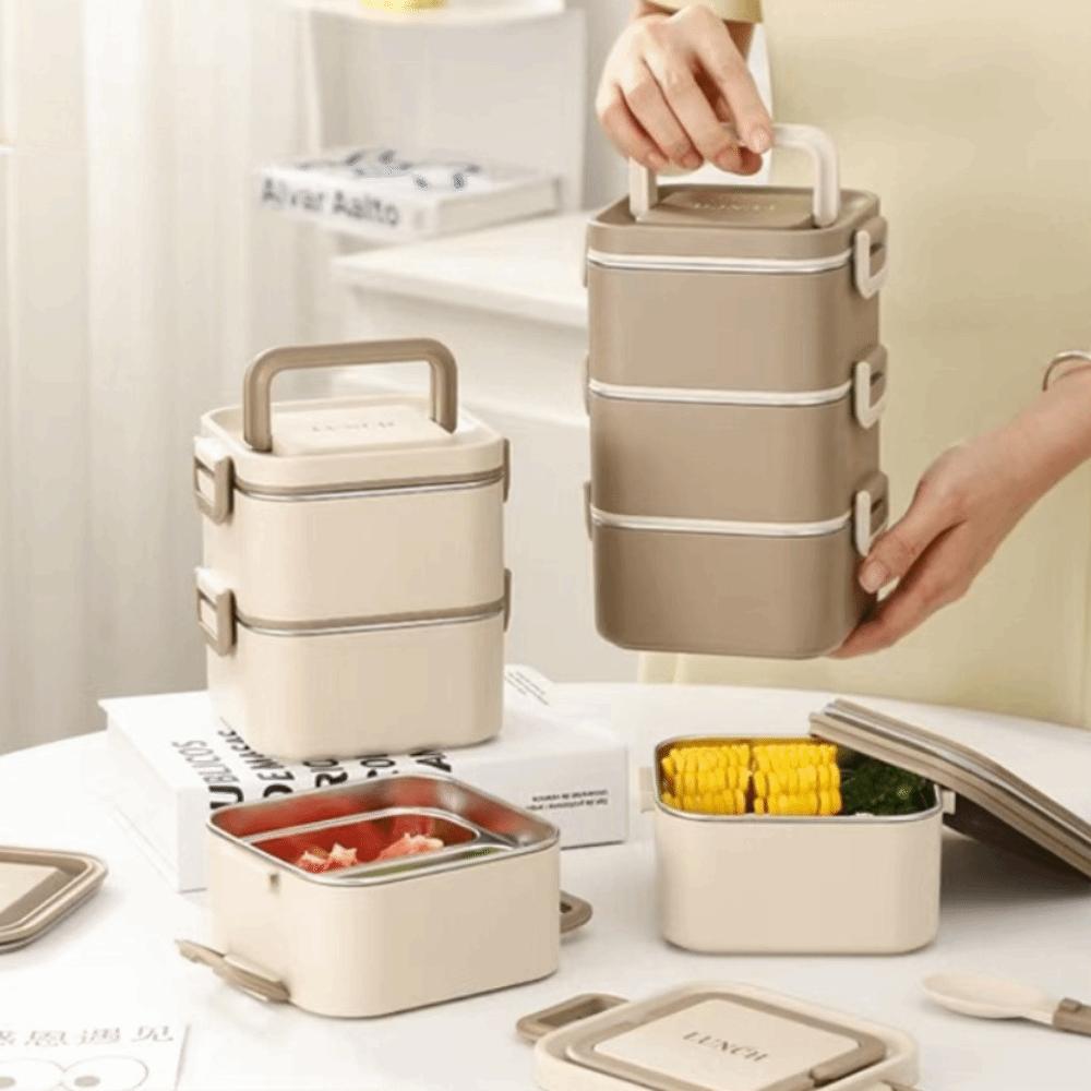 Leakproof Square Lunch Box with Spoon Food Storage Box Portable Lunch Container  Office