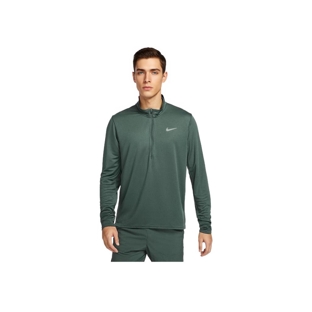 Nike Dri-Fit Pacer Quick-Dry Running Stand Collar Knitted Long Sleeve Outdoor T-Shirt Men Tops Green FQ2495-338