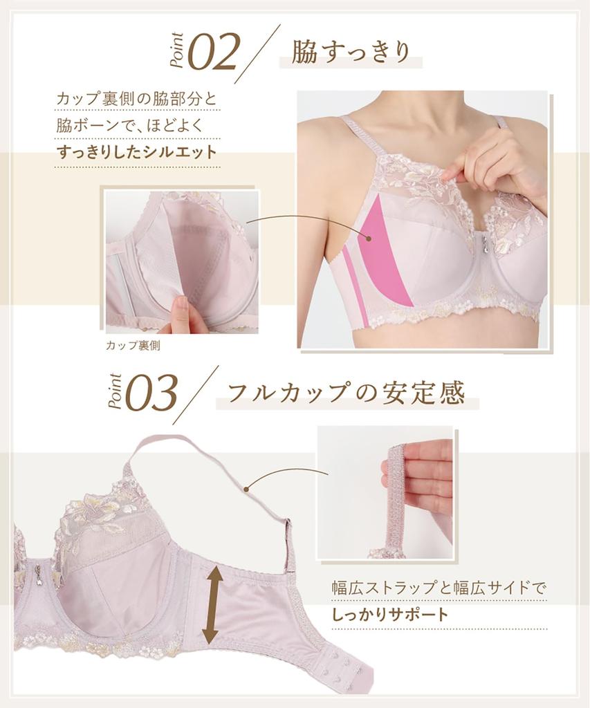 Pełny Kształt, Wygodny i z Czystym Dopasowaniem pod Pachą Skrzydełko Lesiage PI E90 Skrzydełko/Wacoal Biustonosz Damski, Solidny, (Seria 5000) - PB5000,