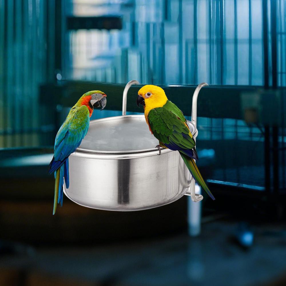 Bird Bowls For Cage Compact Birds Food Cups Spill Proof Sturdy Suspending Stainless Steel Water Bowl For Cockatiel Parakeet