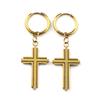Orecchini a cerchio Croce Cristiana Religiosa in Acciaio Inossidabile per Uomo Donna Colore Oro Crocifisso di Gesù Orecchino pendente Gioiello Fede Regalo