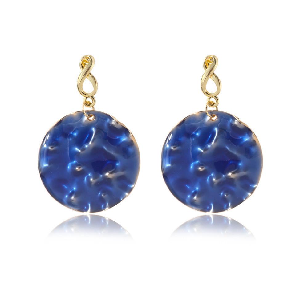 

Элегантные круглые серьги-пусеты из сплава в модном европейско-американском стиле для женщин королевский синий