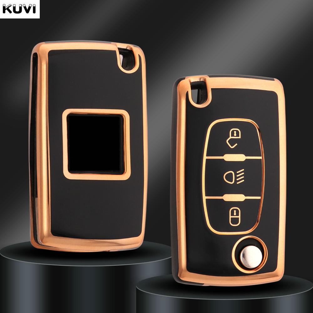 Fashion Tpu Auto Flip Key Fob Cover Case Bag Fit For Peugeot 107 207 307 308 407 607 3008 5008 Citroen Xsara Picasso C5 C6 C8 Auto Accessories