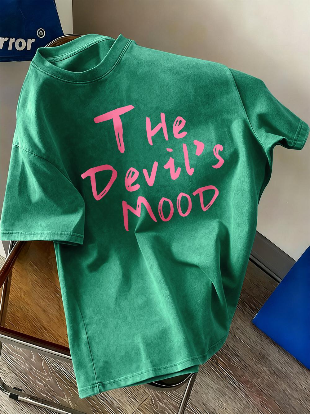 

The DevilS Mood Letters Prints Washed TShirts Women Cotton Short Sleeve Tops Casual ONeck Oversized T Shirt Summer Clothes 4XL