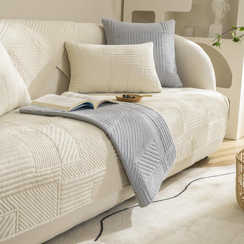 All-season All-purpose Pure Color Chenille Quilted Sofa Cushion Modern Simple Light Luxury Fabric Sofa Cushion Towel