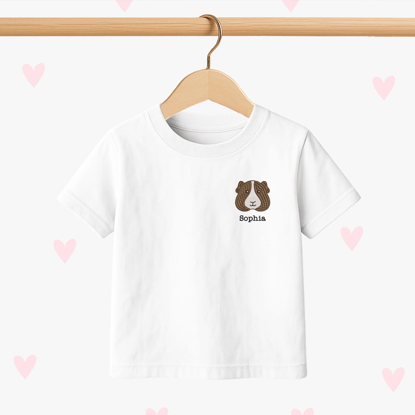 Embroidered Guinea Pig T-shirt: Personalized Kids Cotton Clothing 160