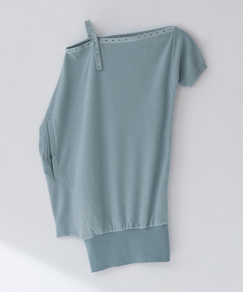 Nilring D07.00 Unbalanced Boat Neck Short-Sleeved Dress _ Mint