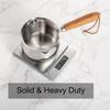 IMEEA Milk Pan, Saucepan, 18-10 Stainless Steel, Induction Compatible, 250ml, Graduated Milk Pan, Mini Saucepan, Wooden Handle