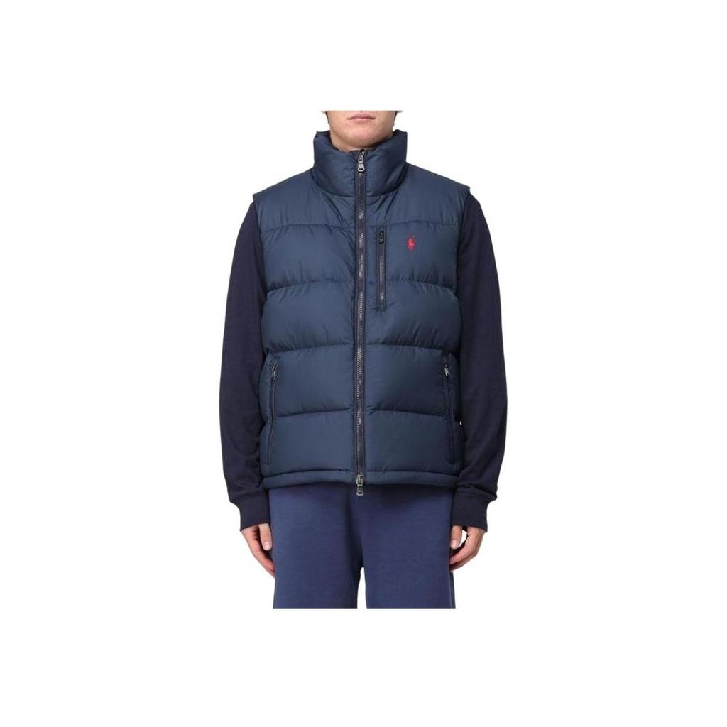 Polo Ralph Lauren Stand Collar Logo Print Zip Sleeveless Vest Men Vest Navy-Blue 710940236-002